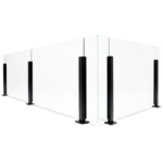 Glasräcke med svarta fästen