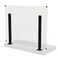 Glass wall with black columns