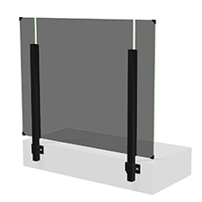 Transparent glass with black mounts