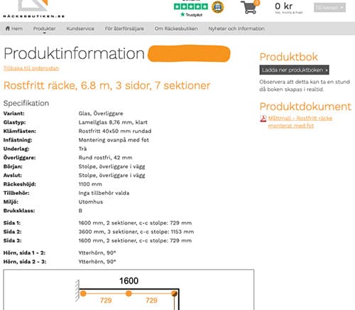 Exempel produktinformation Räckesbutiken