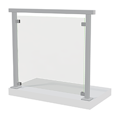 Aluminiumräcke med glaspaneler.