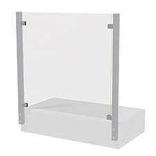 Transparent glasvägg med aluminiumram utan överliggare