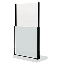 Garde-corps en verre transparent, réglable en hauteur, avec des profilés en aluminium noirs