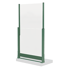 Garde-corps en verre vert, réglable en hauteur, avec socle blanc